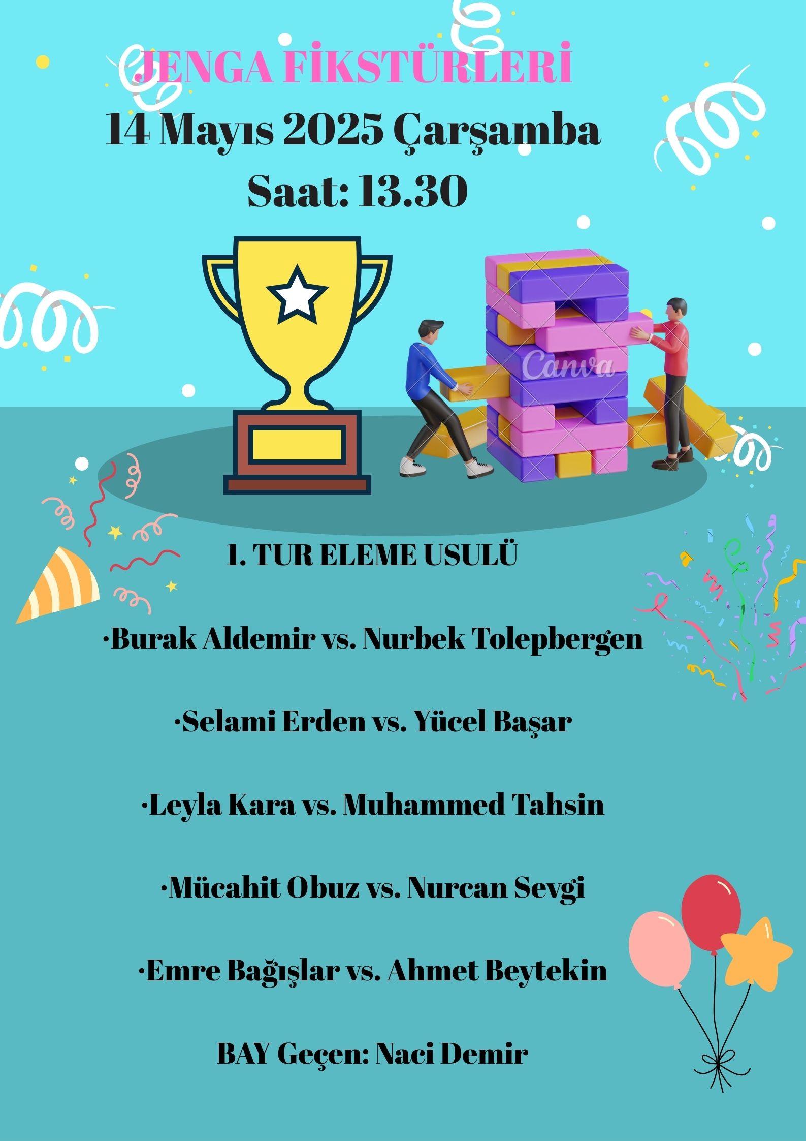 10. YIL KUTLAMALARI KAPSAMINDA YAPILACAK JENGA TURNUVASI FİKSTÜRLERİ AÇIKLANDI